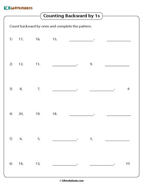 Counting Backward by Ones within 20