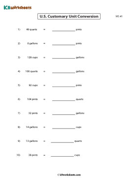 Converting between Cups, Pints, Quarts, and Gallons 1