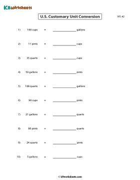 Converting between Cups, Pints, Quarts, and Gallons 2