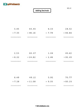 Adding Hundredths | Up to Double Digit Whole Part 1