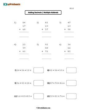 Adding Three Decimal in Tenths | Vertical and Horizontal 1