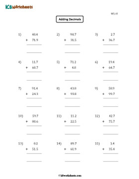 Adding Tenths | Up to Double Digit Whole Part 1