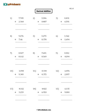 Adding Thousandths | Single Digit Whole Part 1