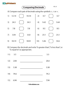 Comparing Decimals Using Symbols and Words 1