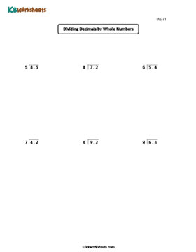 Dividing Decimals by Whole Numbers - Tenths 1