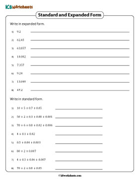 Standard and Expanded Form | Up to 3 Decimal Places