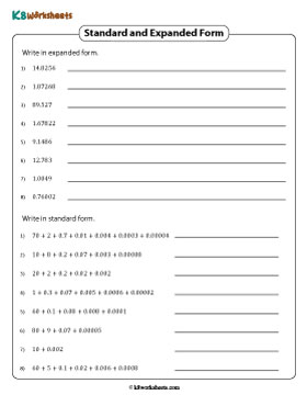 Standard and Expanded Form | Up to 5 Decimal Places