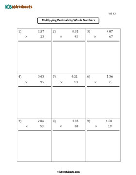 Multiplying Hundredths by 2-digit Whole Numbers 2