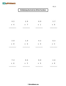 Multiplying Tenths by 1-digit Whole Numbers 1