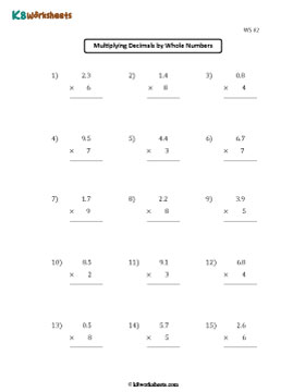 Multiplying Tenths by 1-digit Whole Numbers 2