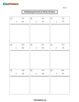 Multiplying Tenths by 2-digit Whole Numbers 1