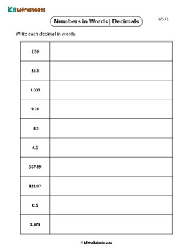 Decimals to Words | Up to 3 Decimal Places 3