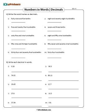 Decimals and Words | Up to 2 Decimal Places 1