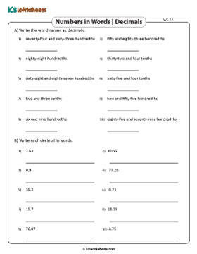 Decimals and Words | Up to 2 Decimal Places 2