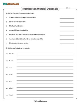 Decimals and Words | Up to 3 Decimal Places 2