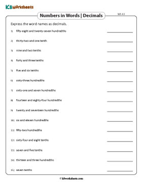 Words to Decimals | Up to 2 Decimal Places 2