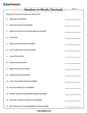 Words to Decimals | Up to 3 Decimal Places 2