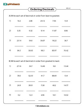 Ordering Decimals up to Hundredths 1
