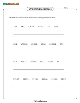 Ordering Decimals up to Ten Thousandths 2