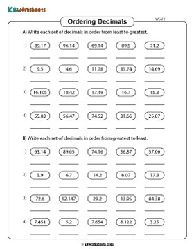 Ordering Decimals up to Thousandths 2