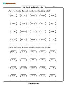 Ordering Decimals up to Thousandths 3