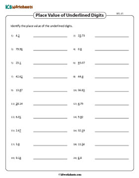 Place Value of the Underlined Digits | Up to 2 Decimal Places 1