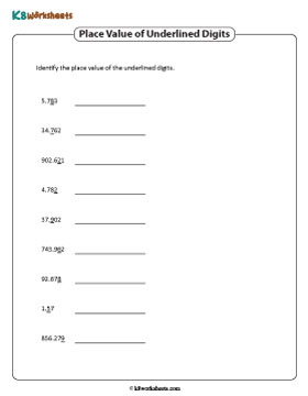 Place Value of the Underlined Digits | Up to 3 Decimal Places