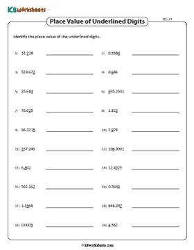 Place Value of the Underlined Digits | Up to 4 Decimal Places 1