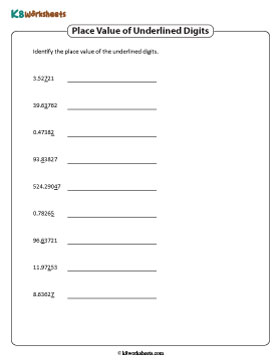 Place Value of the Underlined Digits | 5 Decimal Places