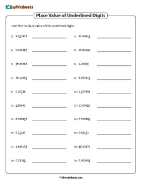 Place Value of the Underlined Digits | Up to 6 Decimal Places