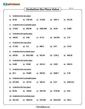 Place Value of the Underlined Digits | Revision 1