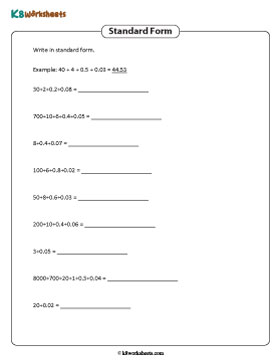 Writing in Standard Form | Hundredths