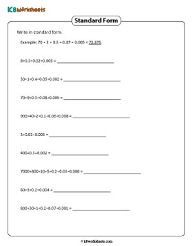 Writing in Standard Form | Thousandths