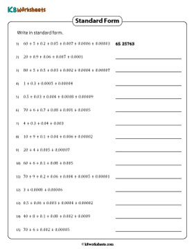 Writing in Standard Form | Up to 5 Decimal Places