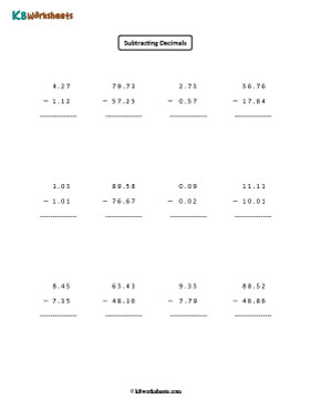 Subtracting Hundredths | Up to 2 Digits Whole Part