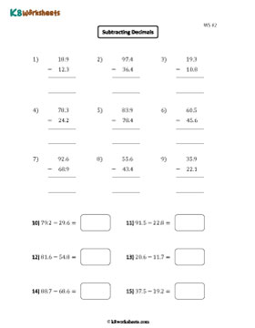 Subtracting Tenths | 2 Digits Whole Part | Revision 2