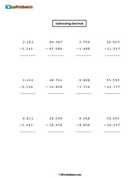 Subtracting Thousandths | Up to 2 Digits Whole Part