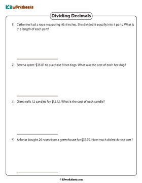 Dividing Decimals Word Problems