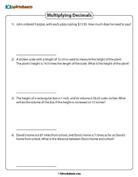 Multiplying Decimals Word Problems