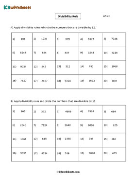 Divisibility Tests for 12 and 15 - 1