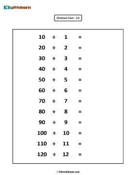 Division Facts from 1 to 10 - 5