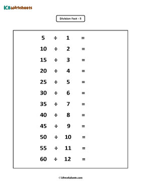 Division Facts from 1 to 5 - 2