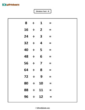 Division Facts from 1 to 10 - 3