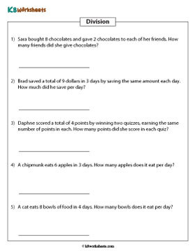 Division Word Problems | 1-digit by 1-digit