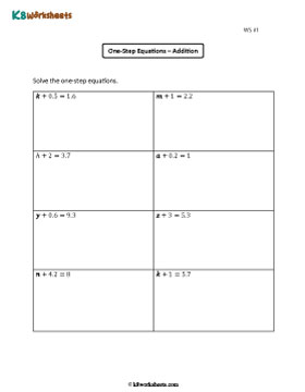 One-Step Addition Equations with Decimals