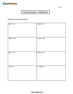 One-Step Multiplication Equations with Decimals