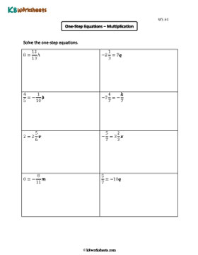 One-Step Multiplication Equations with Fractions