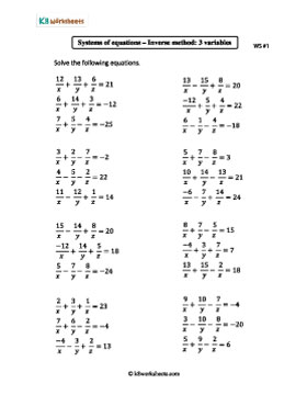 Solving Systems of Equations with 3 Variables | Reciprocal Method 1