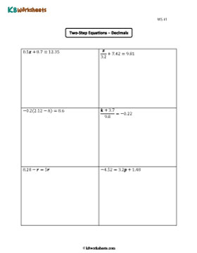 Two-Step Equations with Decimals 1