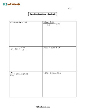 Two-Step Equations with Decimals 2